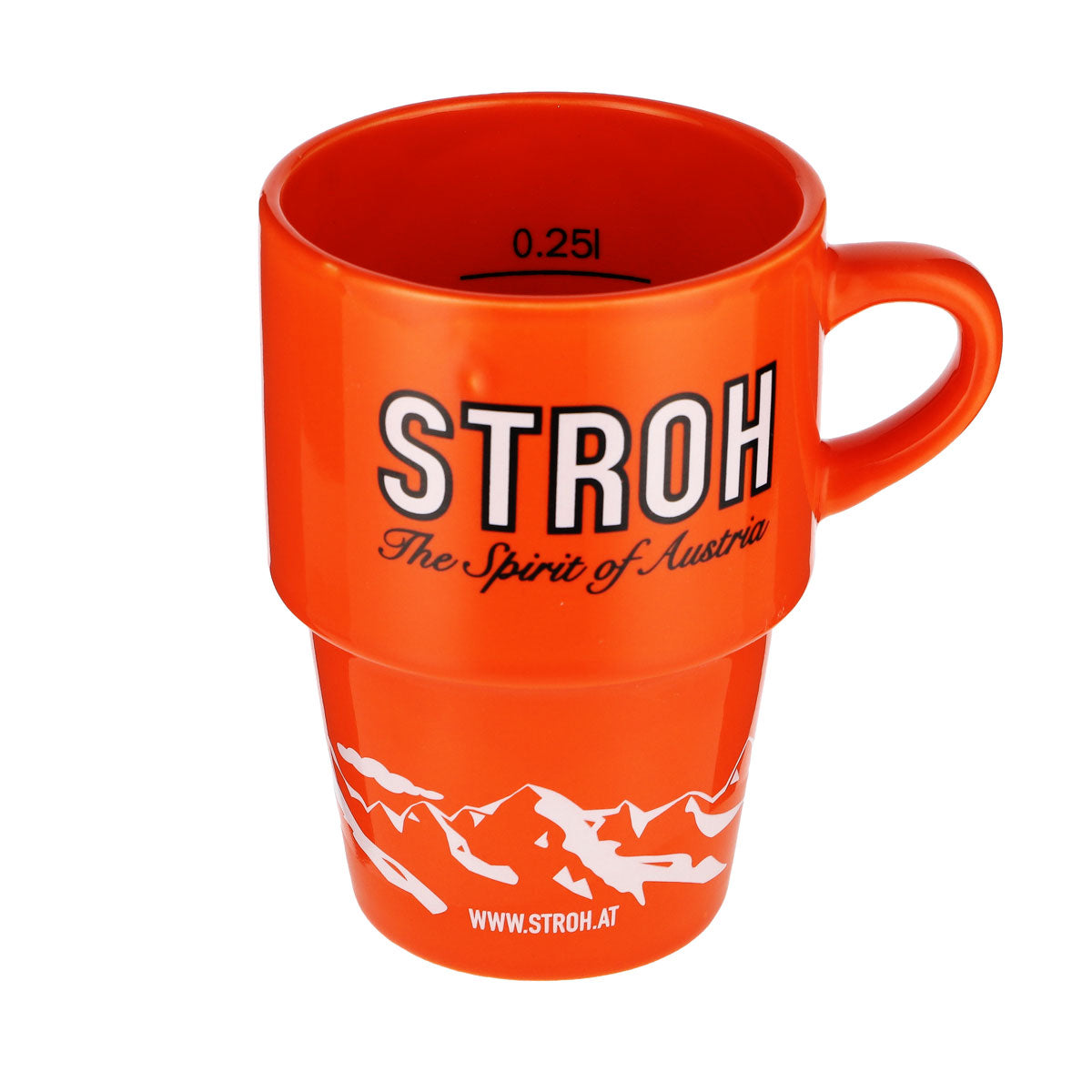 Stroh Rum Glas Keramik-Tasse Kaffeebecher Orange "Add a little STROH!" – Ansicht 5