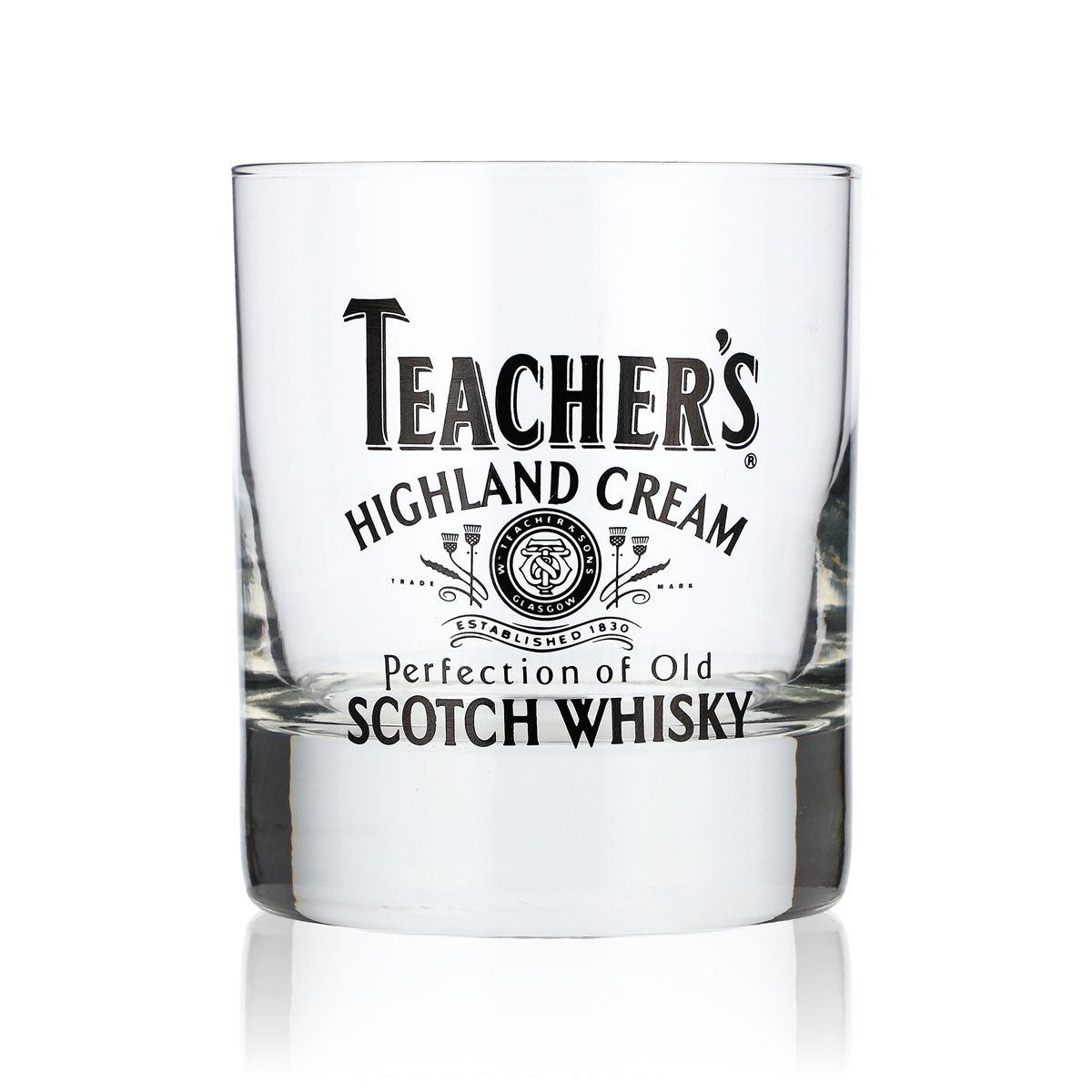 Teachers Whiskey Glas 0,2l Tumbler Logo schwarz Whiskyglas Old Fashioned Lowball