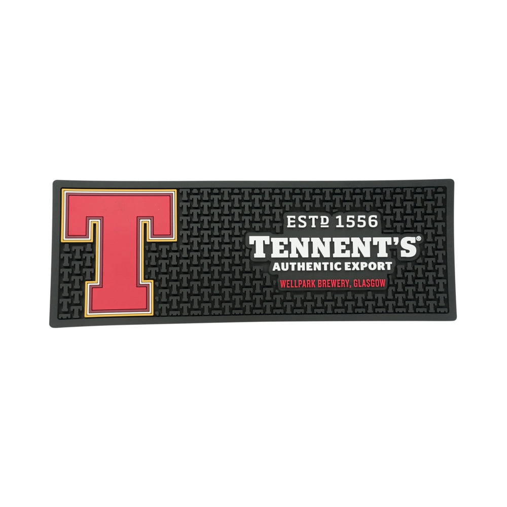 Tennent's Bier Barmatte 45x15cm Schwarz Gläser Abtropf Runner Anti Rutsch Matte