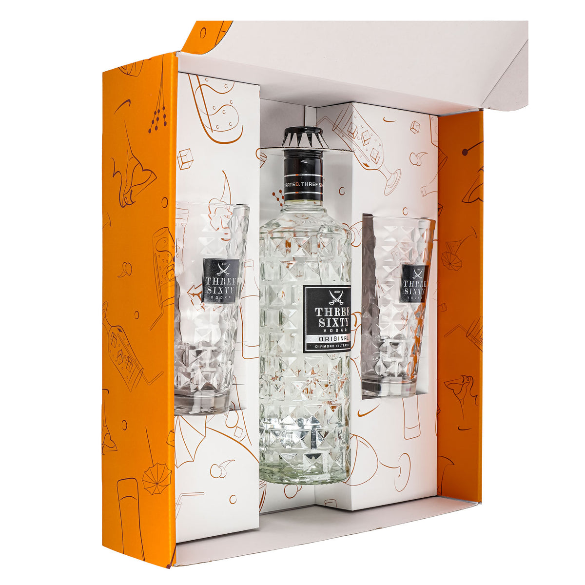 Three Sixty Vodka Geschenkset 0,7l 37,5% + Longdrinkglas I Orange – Ansicht 5