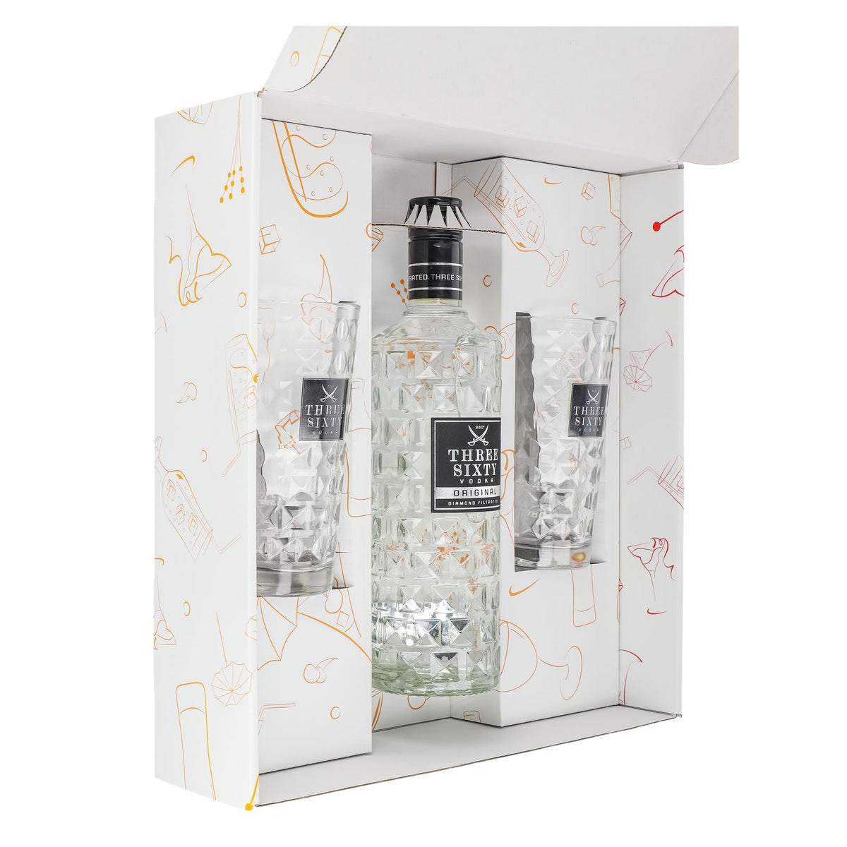 Three Sixty Vodka Geschenkset 0,7l 37,5% + Longdrinkglas I Weiß – Ansicht 5