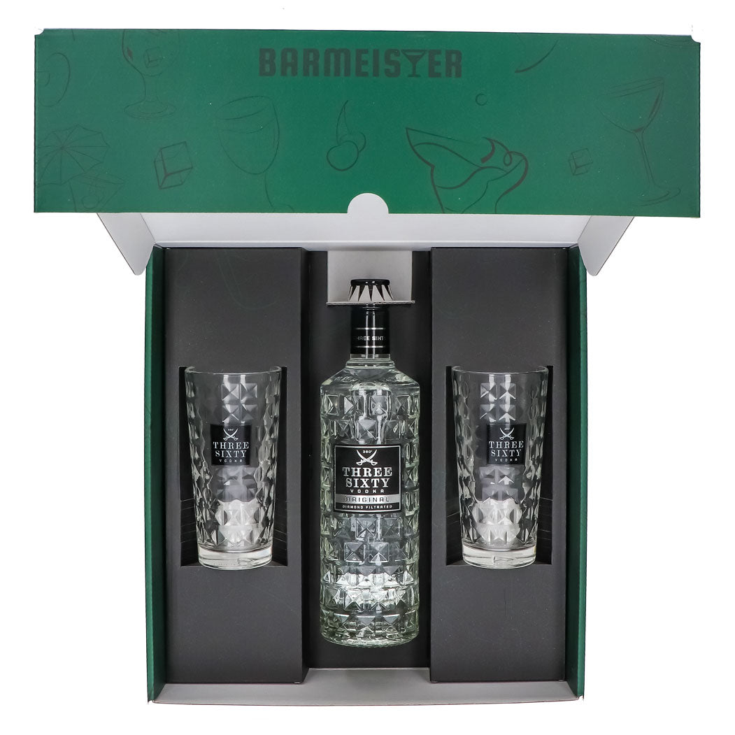 Three Sixty Vodka Geschenkset 0,7l 37,5% + Longdrinkglas I Grün – Ansicht 3