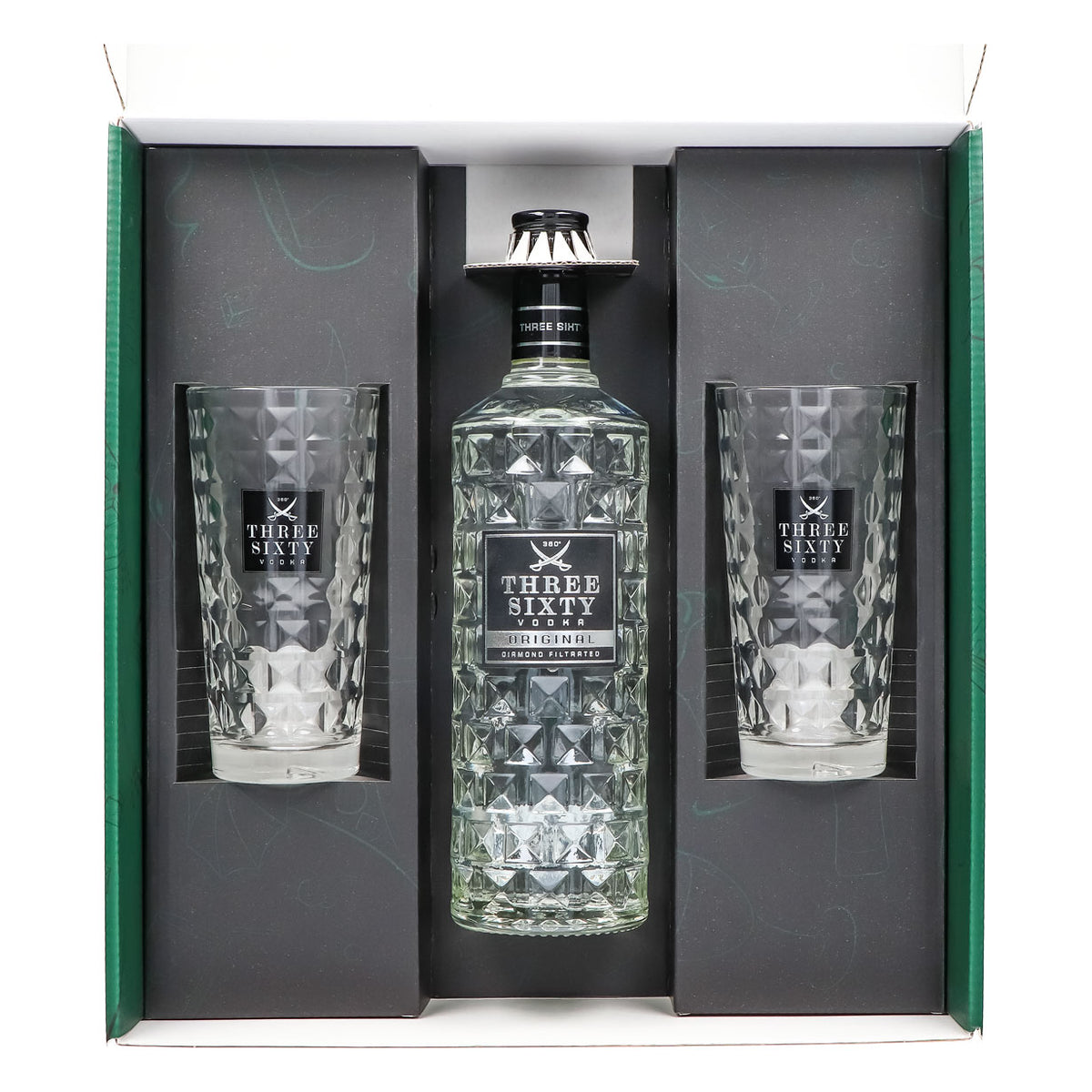 Three Sixty Vodka Geschenkset 0,7l 37,5% + Longdrinkglas I Grün – Ansicht 4