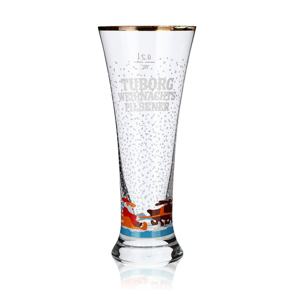 Tuborg Bier Glas 0,2l Gläser Bierglas Becher Pokal "Weihnachtenr" Goldrand RC