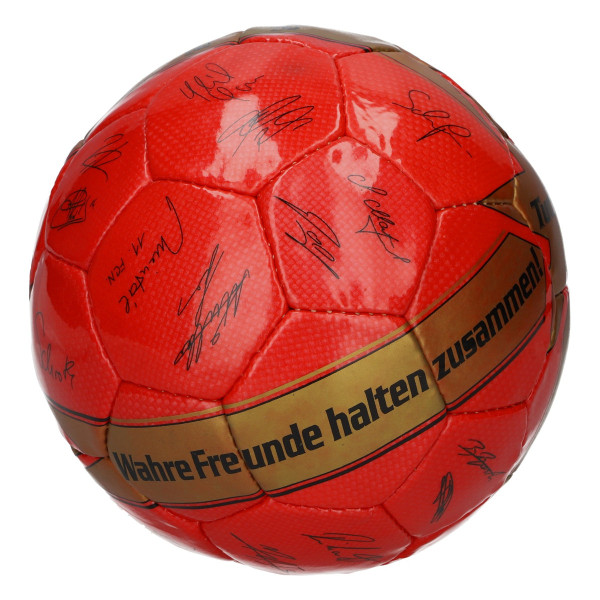 Tucher 1. FCN Fußball Wahre Freunde Spieler-Unterschriften rot Sammlerstück – Ansicht 2
