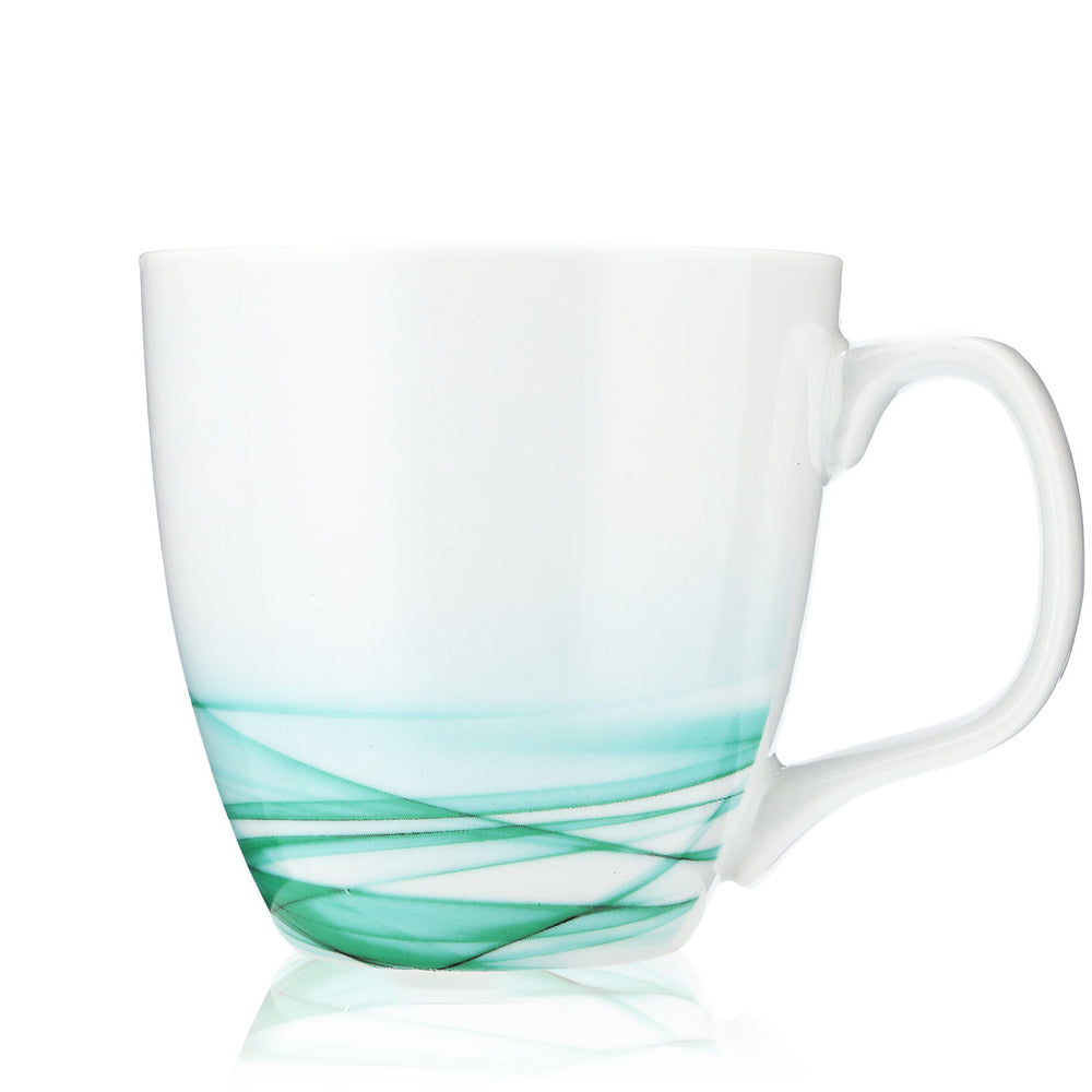 Unilever Becher Kaffeebecher Porzellan Glas 0,4l Tasse Weiß/Grün