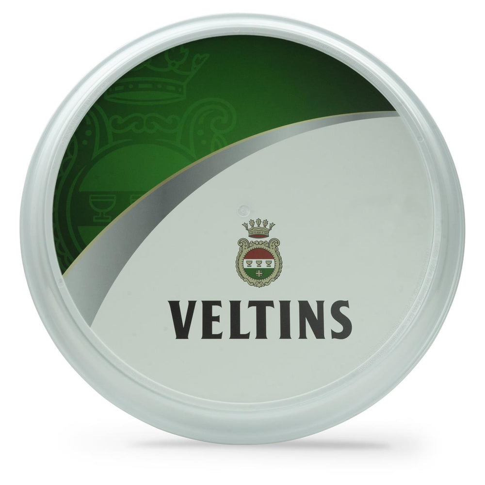 Veltins Bier Tablett Serviertablett Kellnertablett schwarz gummiert unterseite weiß