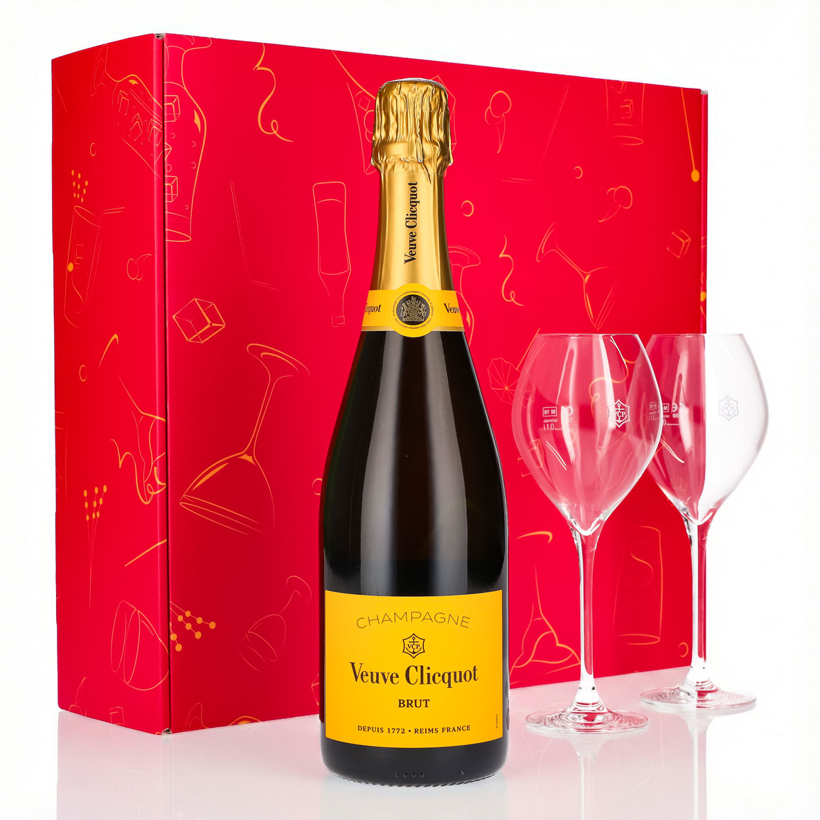 Veuve Clicquot Champagner Geschenkset 0,75l 12,5% + Flöte 0,1l bauchig I Pink