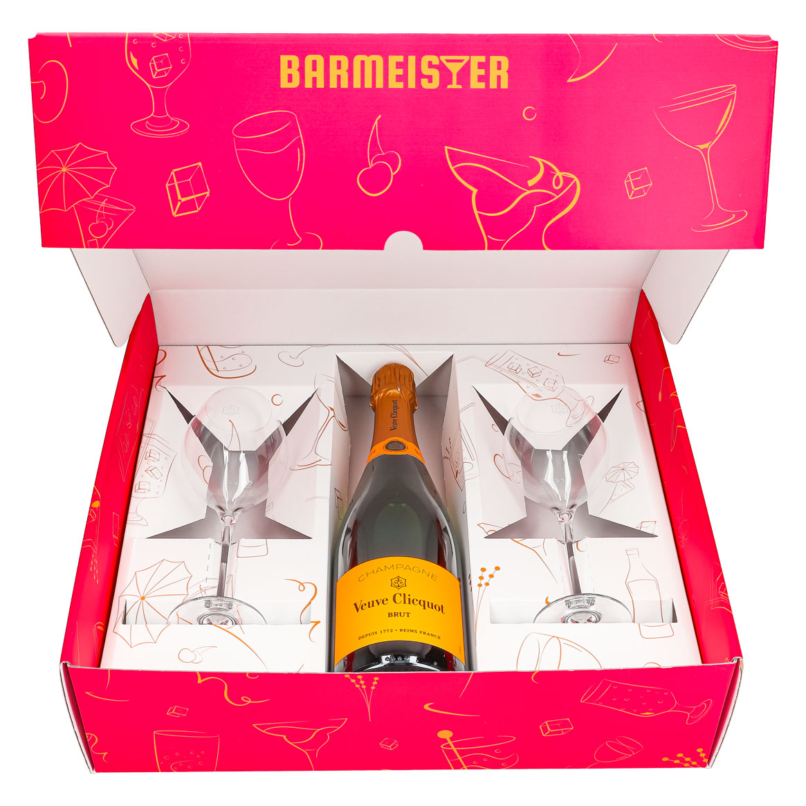 Veuve Clicquot Champagner Geschenkset 0,75l 12,5% + Flöte 0,1l bauchig I Pink – Ansicht 2