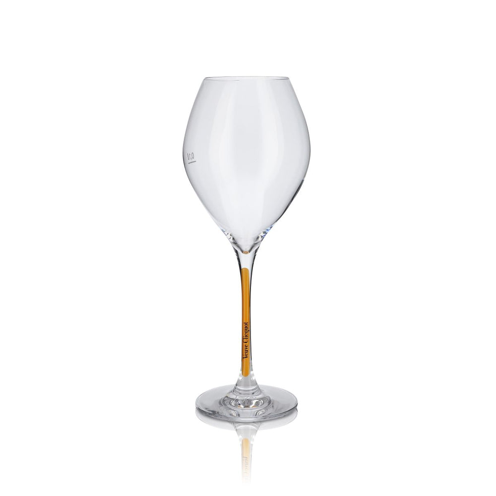 Veuve Clicquot Champagner Glas Trendy Prestige Yellow 280 ml Flöte mit orangenem Stiel