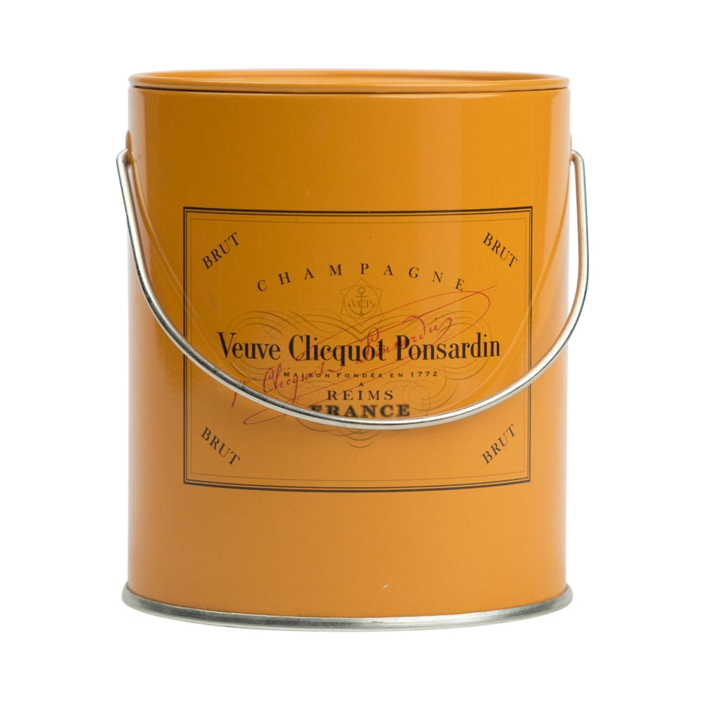 Veuve Cliquot Champagner Mini Paint Box Deko Rund Orange Logo France Eimer Farbe