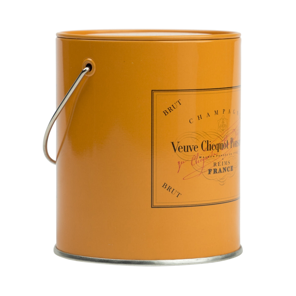 Veuve Cliquot Champagner Mini Paint Box Deko Rund Orange Logo France Eimer Farbe – Ansicht 2