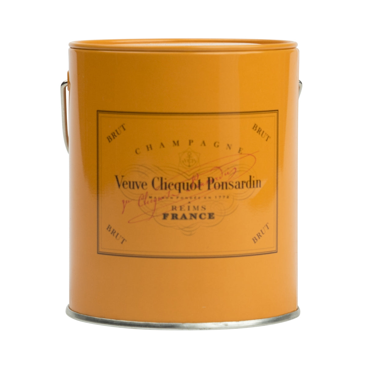 Veuve Cliquot Champagner Mini Paint Box Deko Rund Orange Logo France Eimer Farbe – Ansicht 3