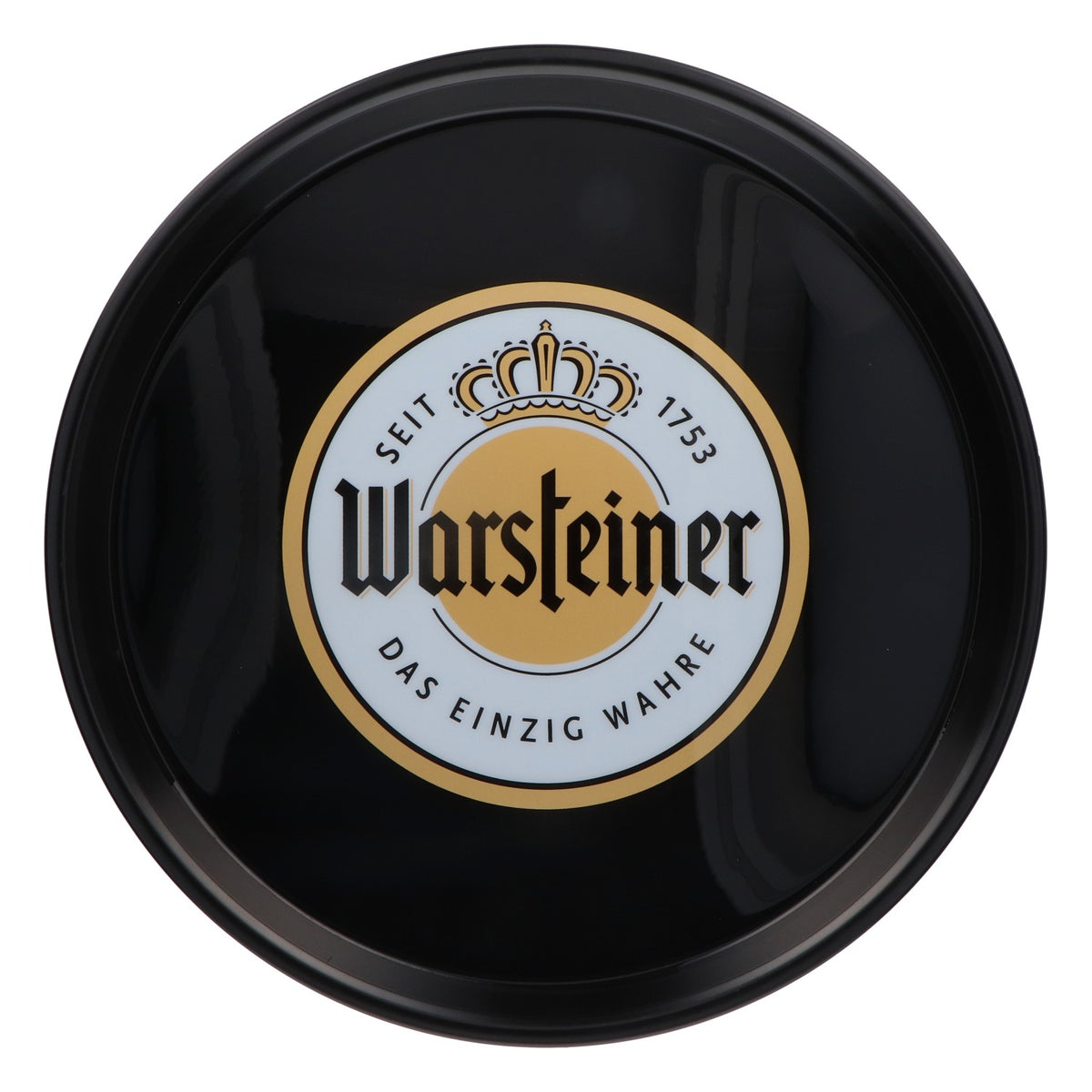 Warsteiner Bier Tablett Kellnertablett Schwarz "Das einzig Wahre" 37cm Durchmesser Flach