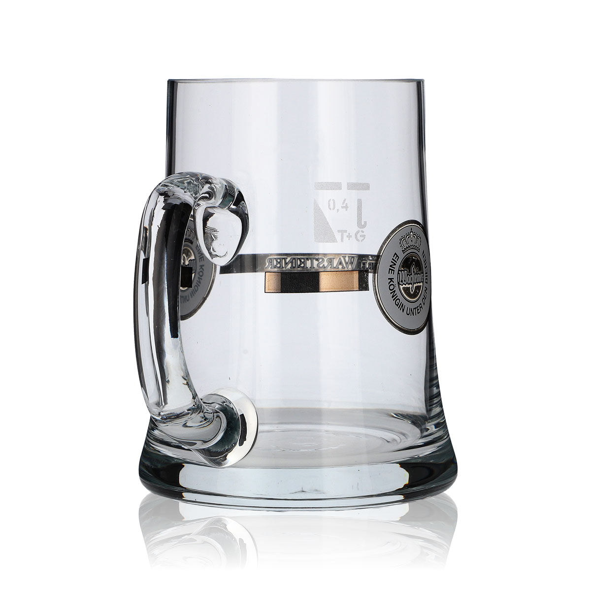Warsteiner Bierglas Bier Krug Seidel Henkel Glas 0,4l weißes Emblem – Ansicht 3