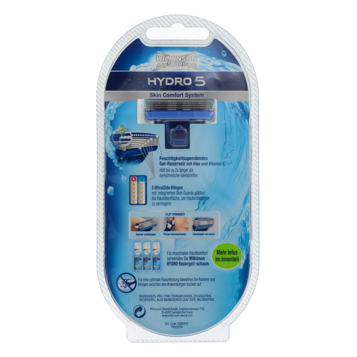 Wilkinson Sword Körperpflege Rassierer Hydro 5 mit einer Klinge blau – Ansicht 2