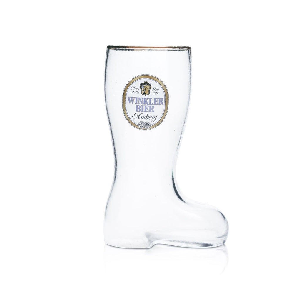 Winkler Amberg Bierglas 0,35l Stiefel Goldrand Gläser Brauerei Sammler Liebhaber