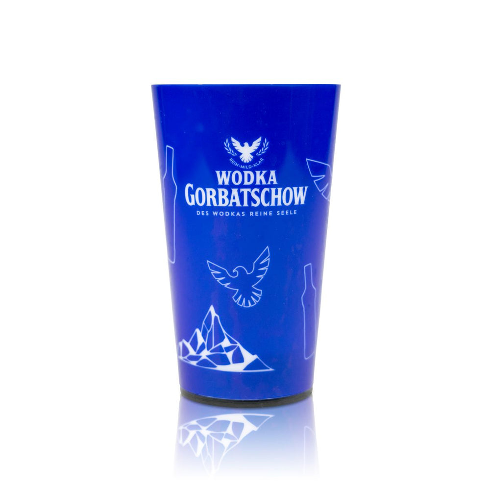 Wodka Gorbatschow Lumi Becher Glas 0,44l LED Mehrweg Kunststoff Gläser Longdrink