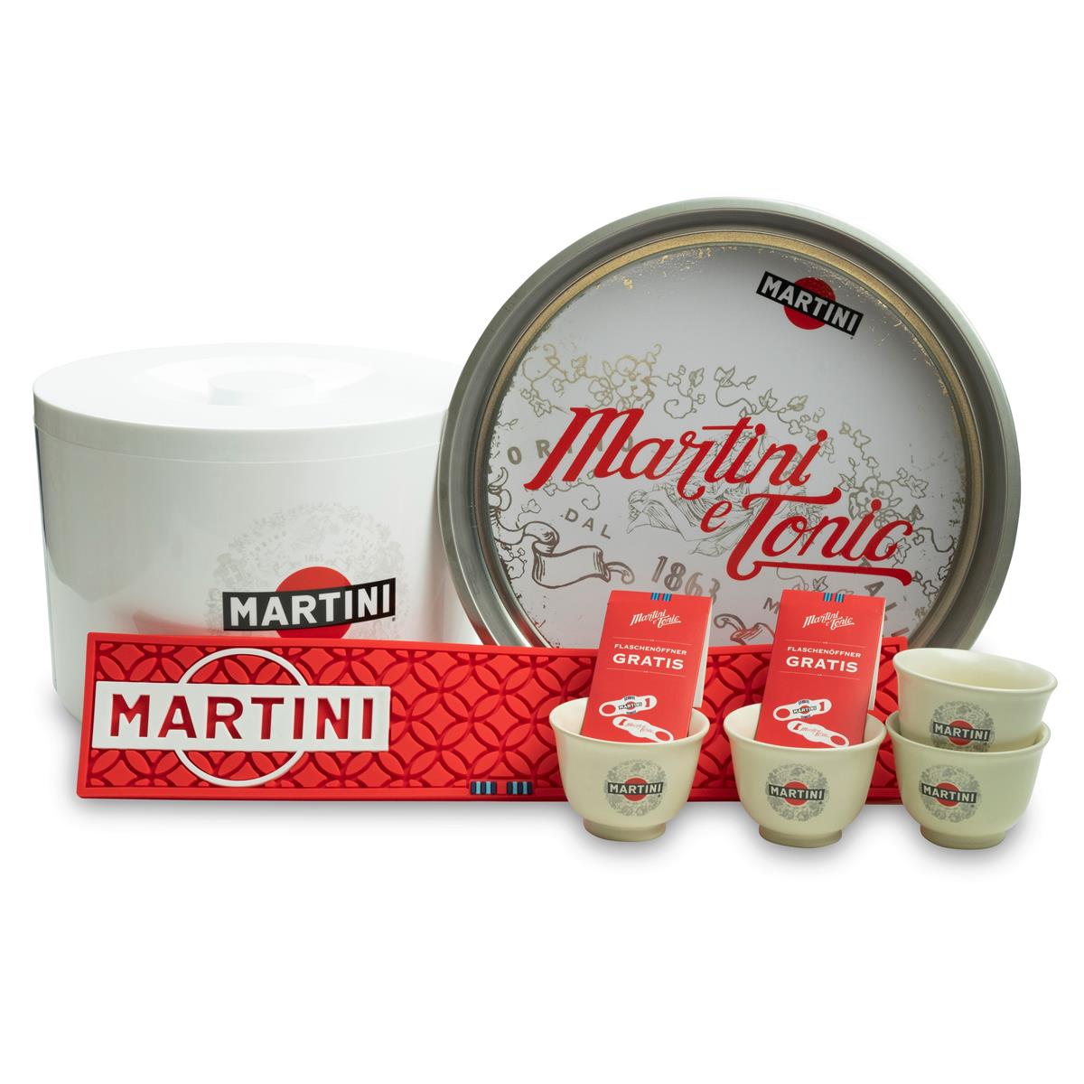 XL Martini Wermut Set Kühler + Barmatte + Tablett + Öffner + Schalen