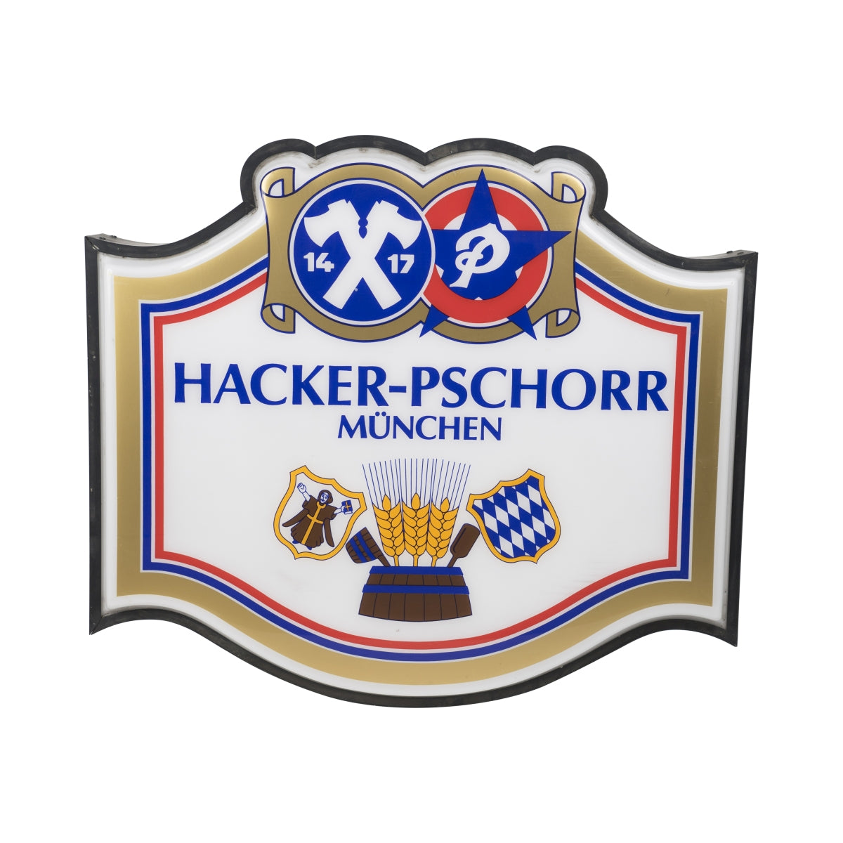 XXL Hacker Pschorr Bier Leuchtreklame Outdoor 90x76cm Licht Werbung Gastro Wand