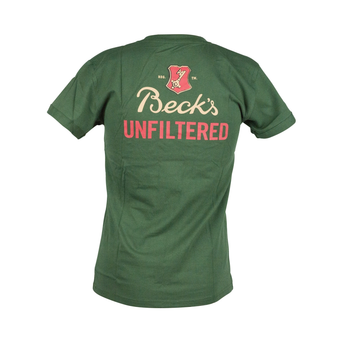 1 Becks Bier T-Shirt Größe M "Unfiltered" Grün Baumwolle neu – Ansicht 3