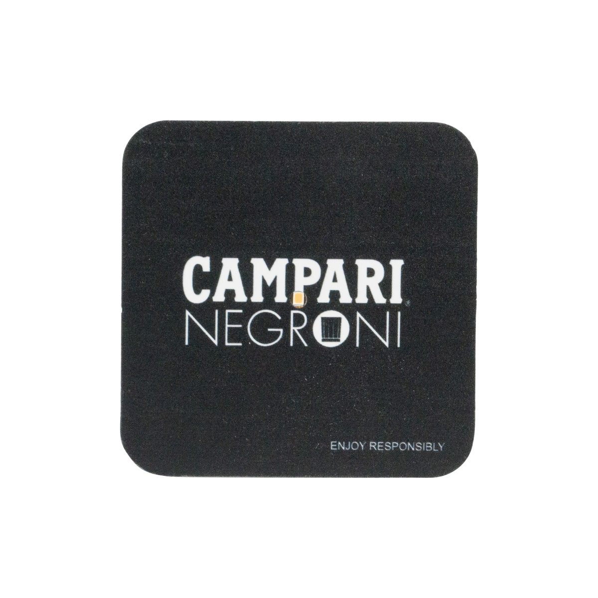 1 Campari Likör Untersetzer LED-Coaster Negroni Schwarz Quadrat weiße Schrift neu