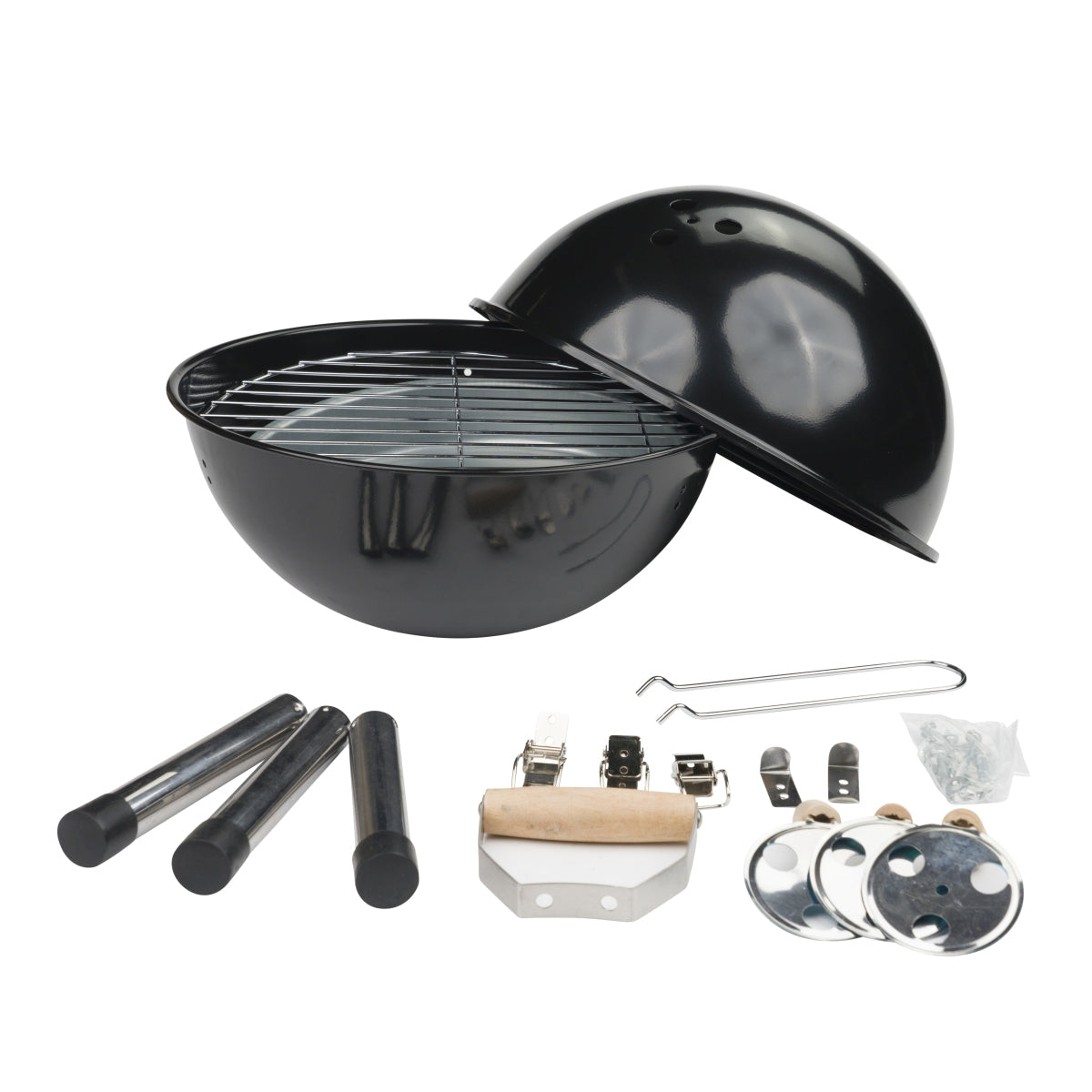 1 No Name Outdoor Grill Mini-Kugelgrill "Cookout" ca 31cm Durchmesser Schwarz inkl. Zubehör neu