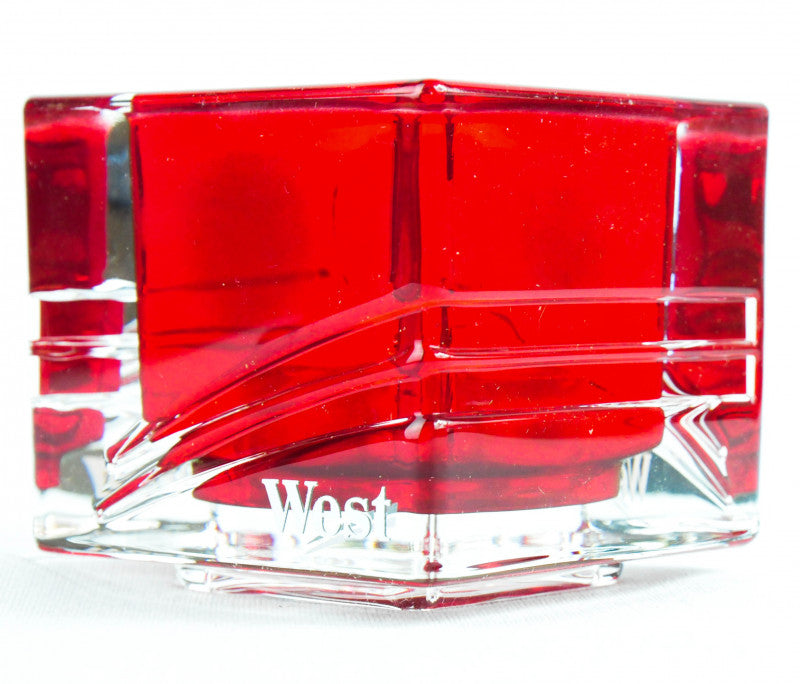 1 West Zigaretten Windlicht Tabak, Kristall Windlicht, eckig, rot tranparent schwer neu – Ansicht 3