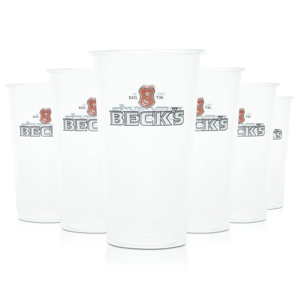 100x Becks Einwegbecher Glas 0,3l Plastikbecher Biergläser Party Festival Bar