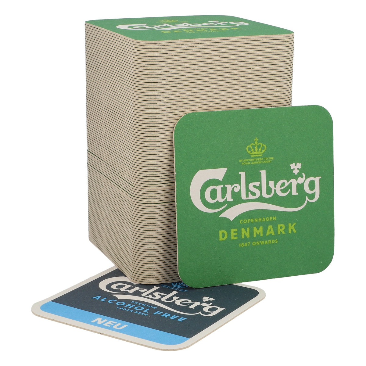 100x Carlsberg Bier Bierdeckel Untersetzer Glasuntersetzer Deckel "Alcohol Free"