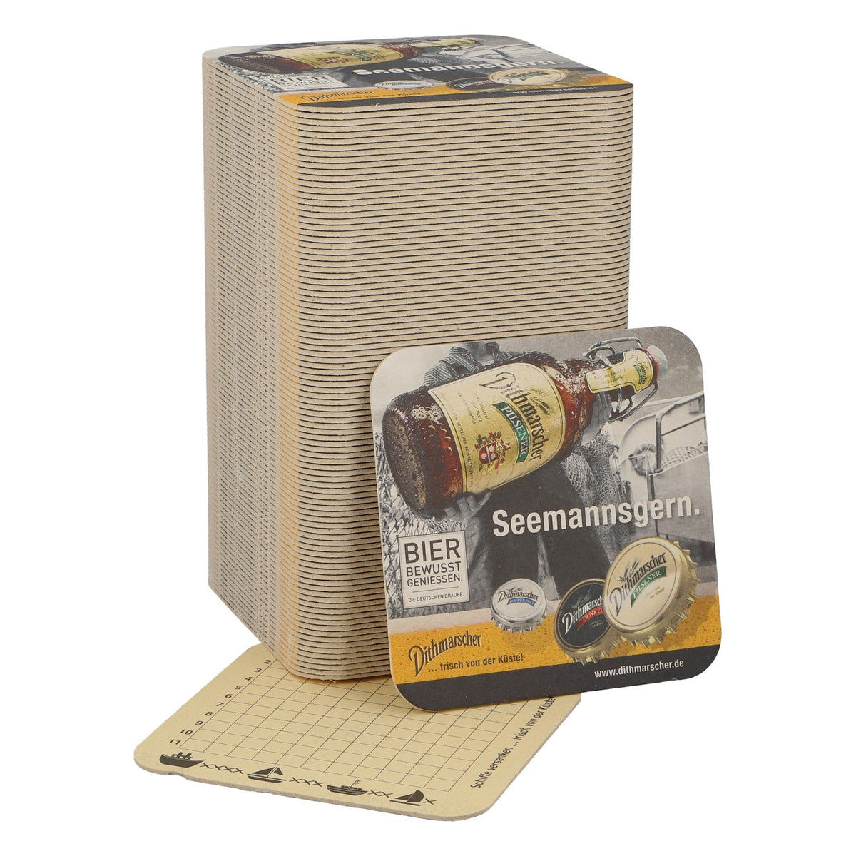 100x Dithmarscher Bier Untersetzer Bierdeckel Seemannsgern Schiffe versenken
