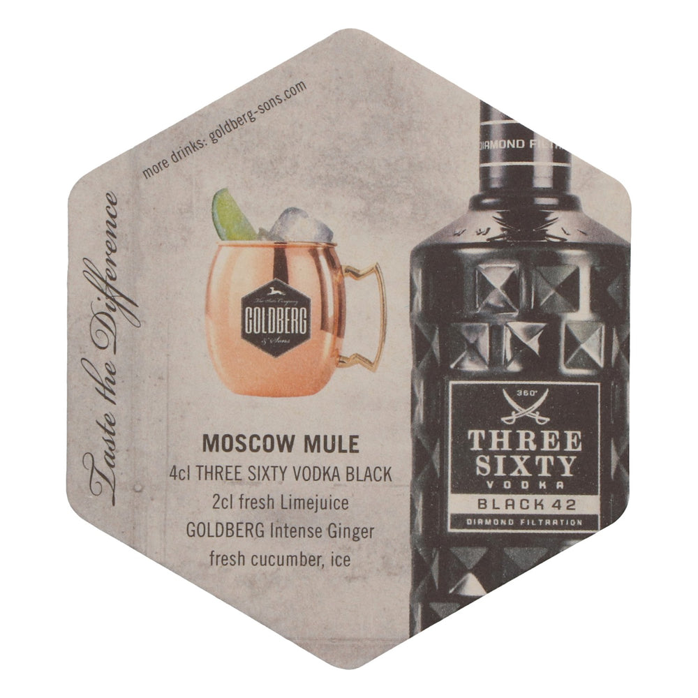100x Goldberg Tonic Untersetzer Bierdeckel 6 eckig Cocktail Rezepte Barzubehör