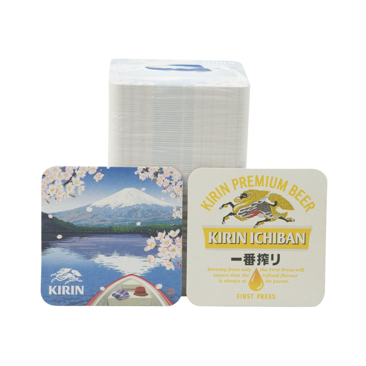 100x Kirin Ichiban Bierdeckel Untersetzer 9x9cm Coaster Beer Tropfschutz Gastro