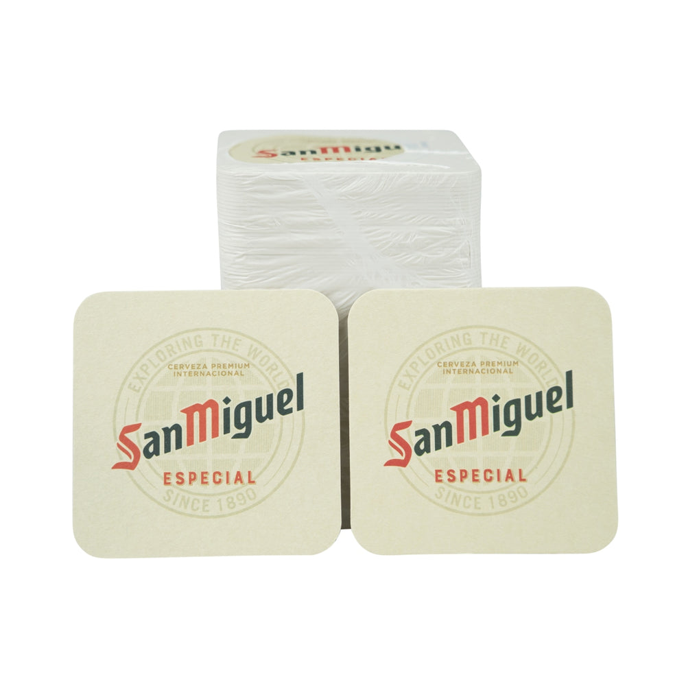 100x San Miguel Untersetzer Bierdeckel 9x9cm Tropfschutz Glas Unterlage