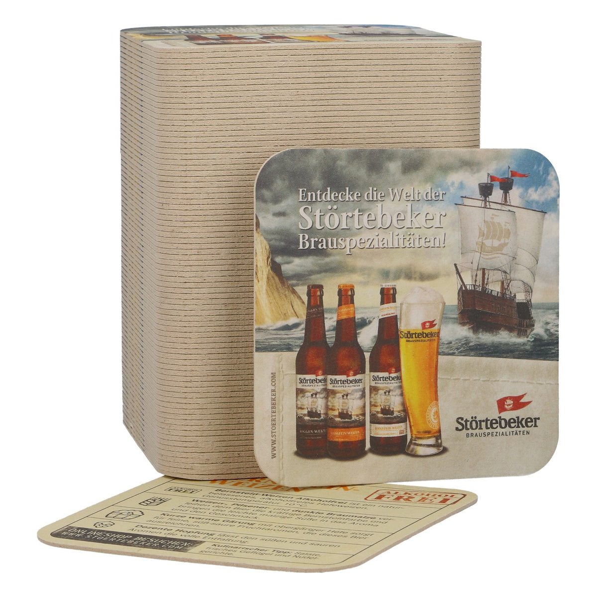 100x Störtebeker Bierdeckel Bernstein-Weizen Alkoholfrei Untersetzer Original