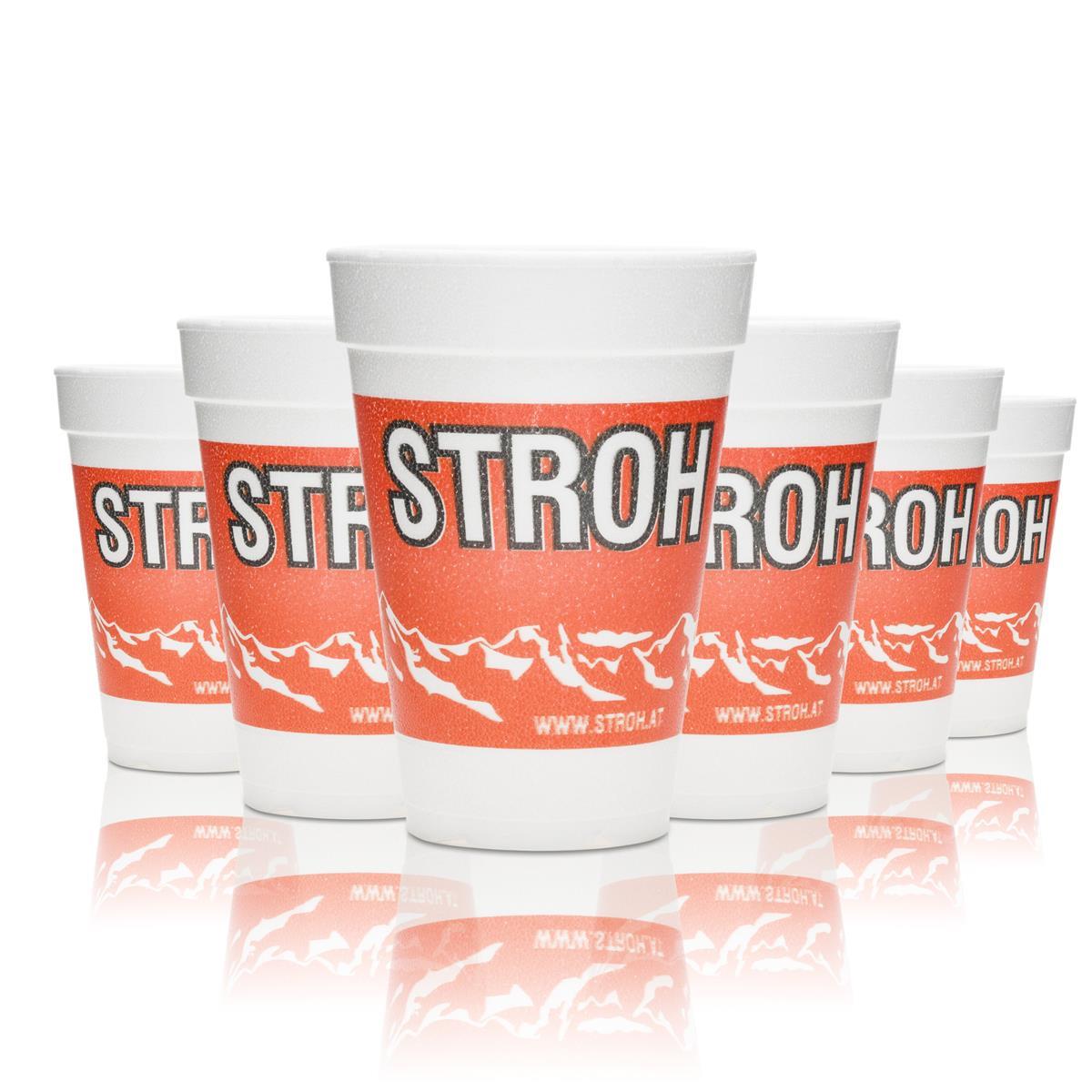 100x Stroh Rum Styropor Becher 0,25l Einweg Gläser Glühwein Weihnachtsmarkt 80