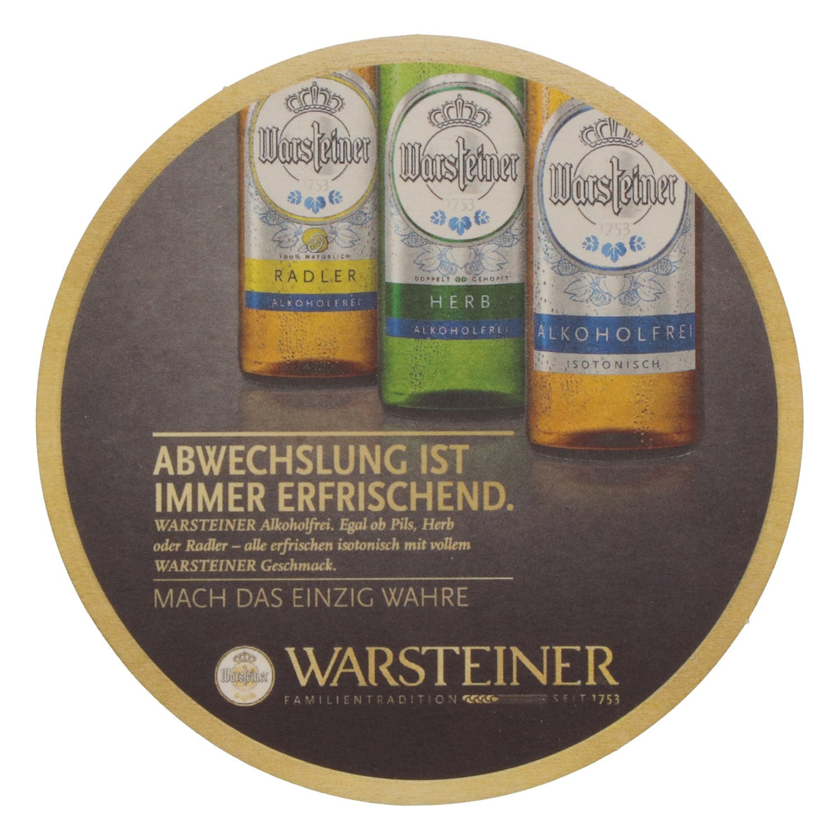 100x Warsteiner Bierdeckel Ø 10,5 cm "Abwechslung ist immer Erfrischend" – Ansicht 4