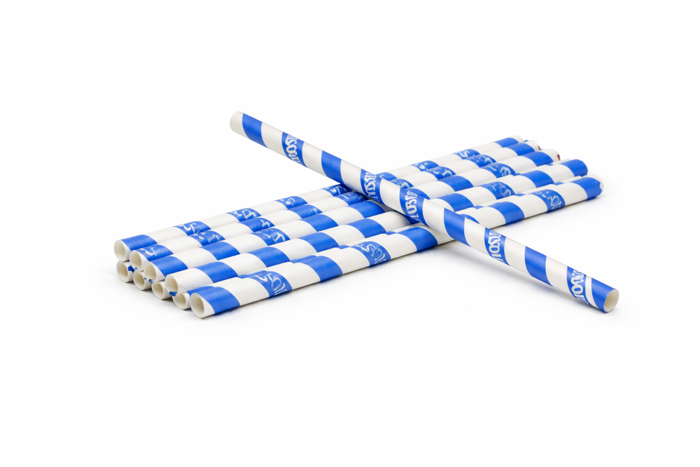 10x Absolut Vodka Papier Trinkhalm Blau Weiß Strohhalm fürs Glas Röhrchen Cocktail
