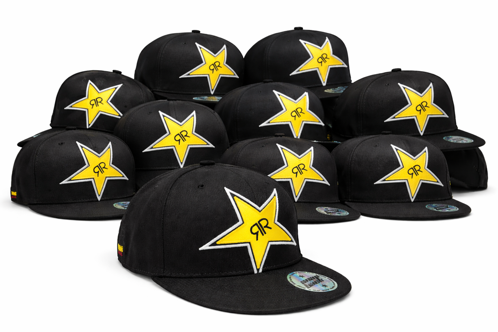 10x Rockstar Energy Cap Snap Basecap Back Kappe Schwarz Unisex Mütze BMX