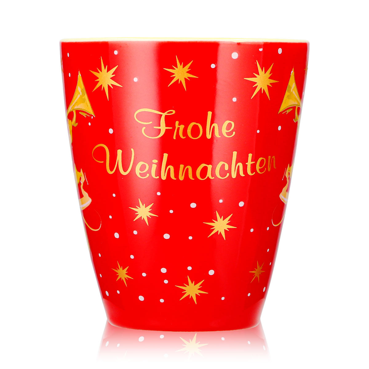 2 Mohaba Glühweinbecher Form 2000 Frohe Weihnachten mit Engel feuerrot / creme 0,2l geeicht – Ansicht 2