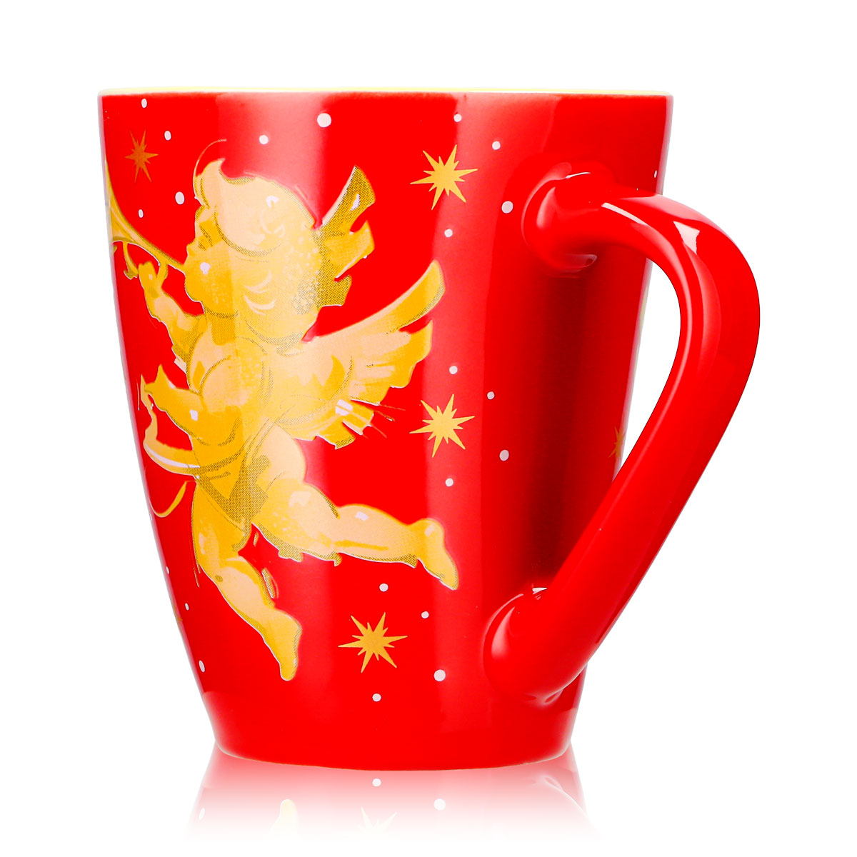 4 Mohaba Glühweinbecher Form 2000 Frohe Weihnachten mit Engel feuerrot / creme 0,2l geeicht – Ansicht 5