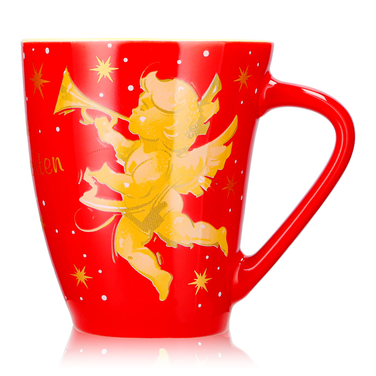 4 Mohaba Glühweinbecher Form 2000 Frohe Weihnachten mit Engel feuerrot / creme 0,2l geeicht – Ansicht 6