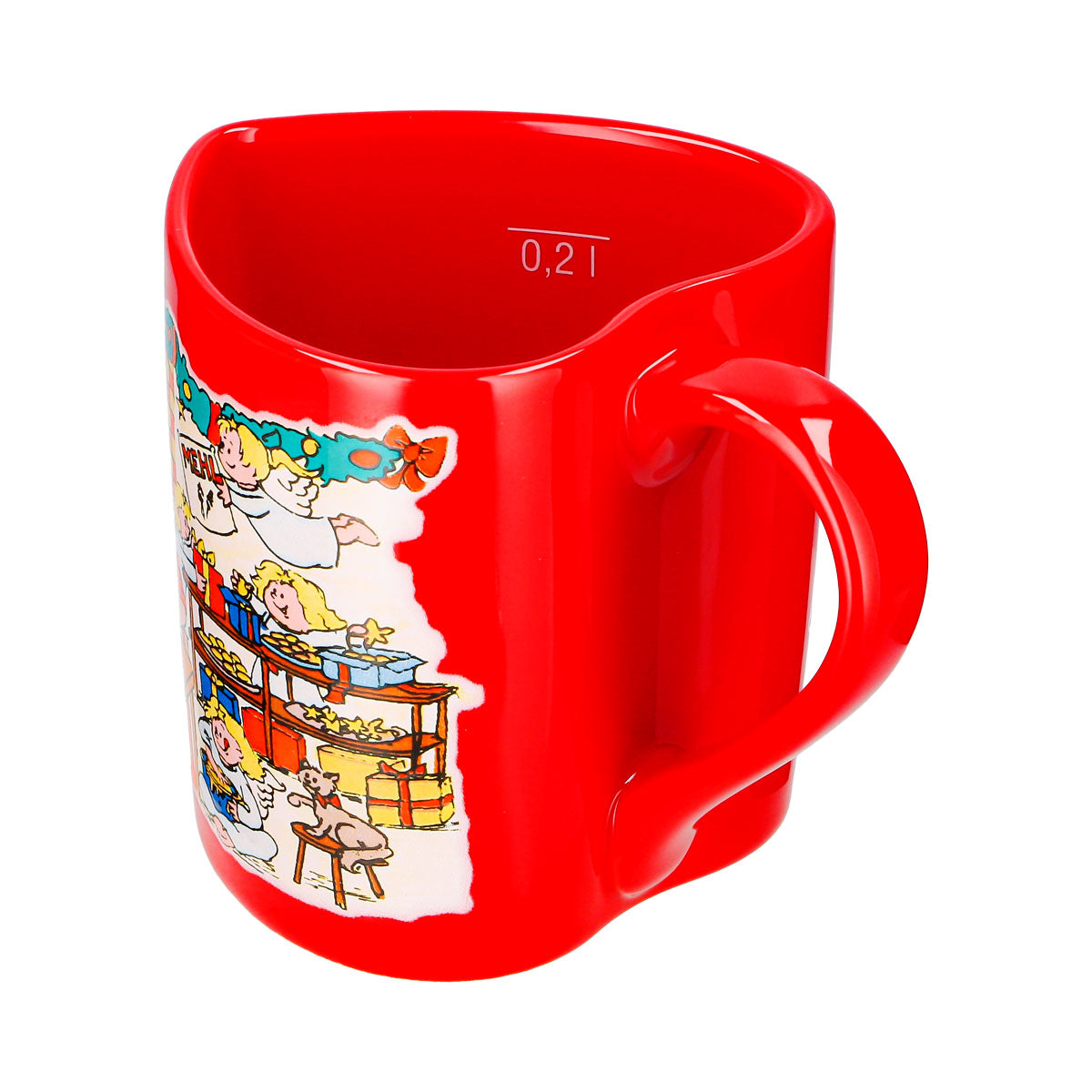 2 Mohaba Glühweinbecher Herz-Tasse Weihnachtsbäckerei mit Engel feuerrot 0,2l geeicht – Ansicht 4