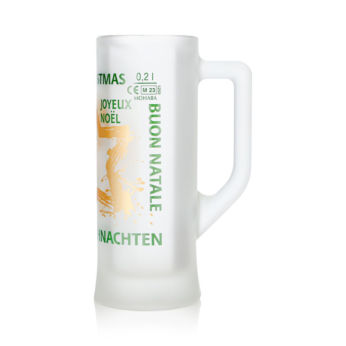 6 Mohaba Glühweinbecher Karlsseidel aus Glas satiniert Frohe Weihnachten Stern 0,2l geeicht – Ansicht 6