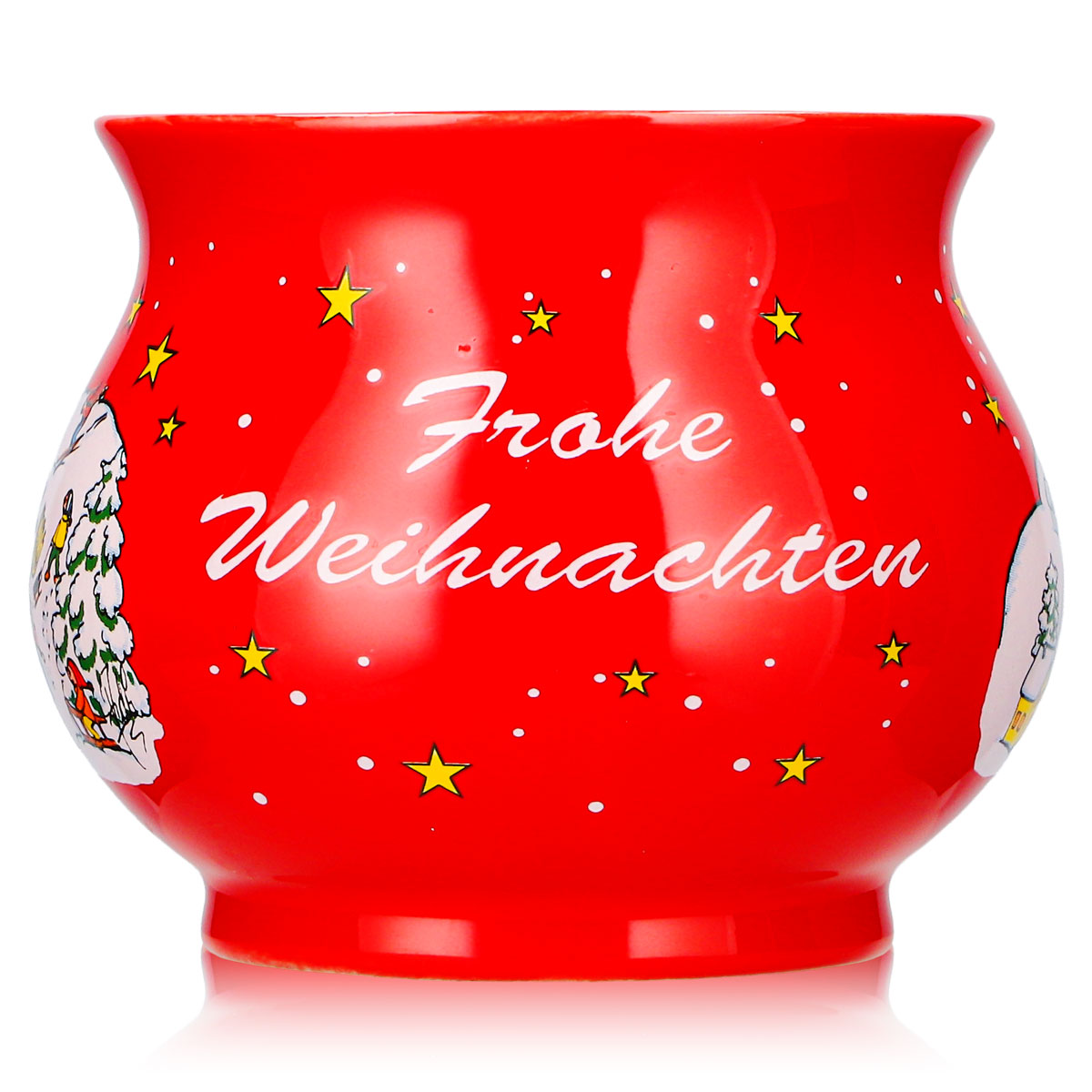 12 Mohaba Glühweinbecher Kugelbecher Frohe Weihnachten Winter feuerrot 0,2l geeicht – Ansicht 2