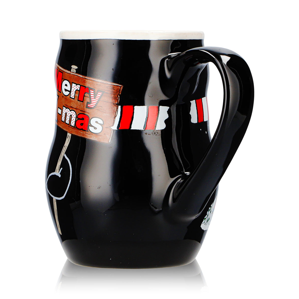 4 Mohaba Glühweinbecher Pinguin-Tasse Relief Merry X-mas schwarz / weiß 0,2l geeicht – Ansicht 5