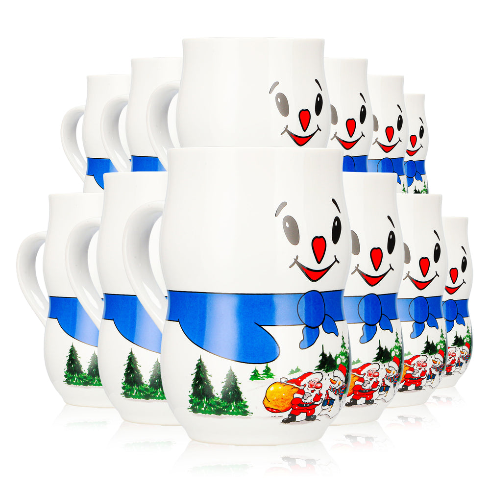 12 Mohaba Glühweinbecher Schneemann-Tasse Iceman Weihnachtsmann weiß 0,2l geeicht