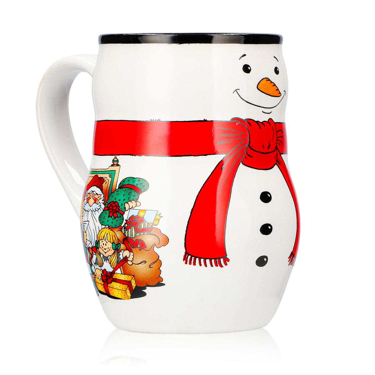 4 Mohaba Glühweinbecher Schneemann-Tasse Relief Frohe Weihnachten weiß / schwarz 0,2l geeicht – Ansicht 3