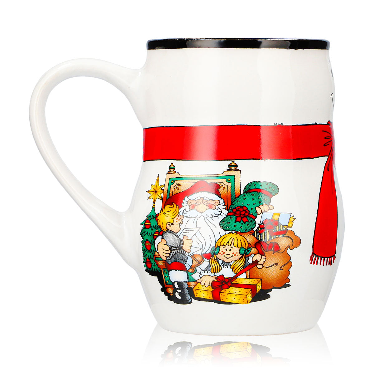 4 Mohaba Glühweinbecher Schneemann-Tasse Relief Frohe Weihnachten weiß / schwarz 0,2l geeicht – Ansicht 4