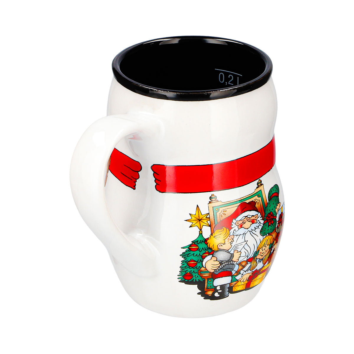 4 Mohaba Glühweinbecher Schneemann-Tasse Relief Frohe Weihnachten weiß / schwarz 0,2l geeicht – Ansicht 7